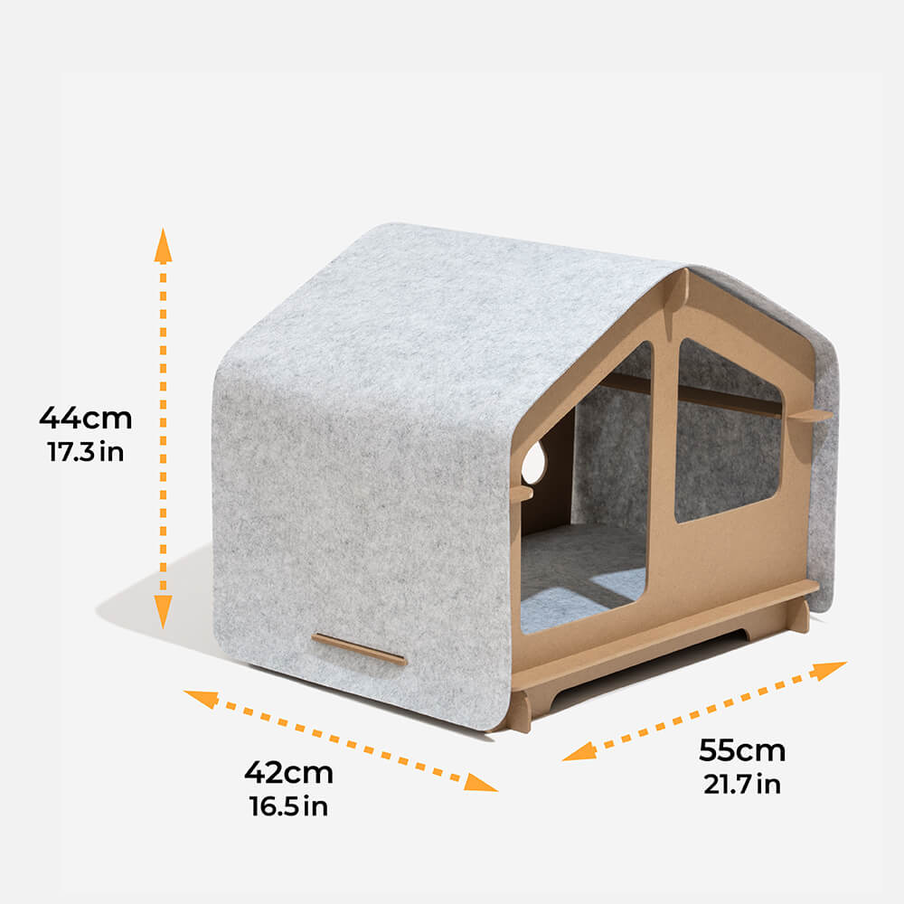 ExtraLargeIndoorWoodenFrameSemiEnclosedDetachableCatHouse8