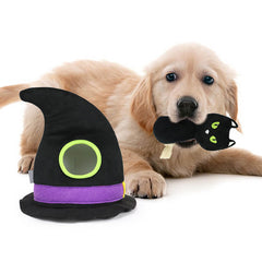 Halloween Witch Hat Squeaky Pumpkin Black Cat Eyes Dog Four-Piece Set Toys