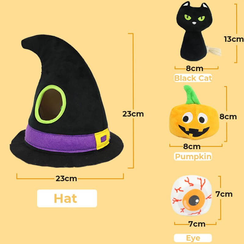 Halloween Witch Hat Squeaky Pumpkin Black Cat Eyes Dog Four-Piece Set Toys