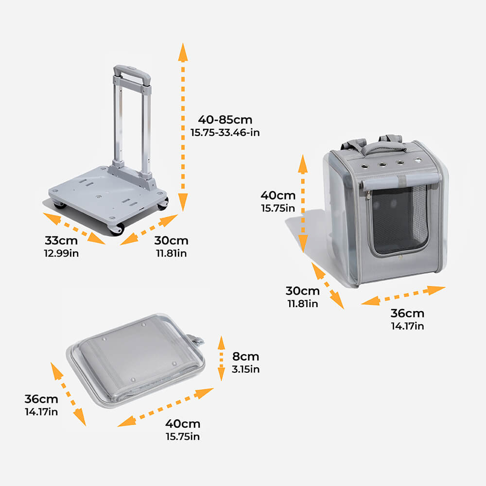 PortableFoldingBreathableTrolleyUniversalWheelsPetCarrierCatBackpack10