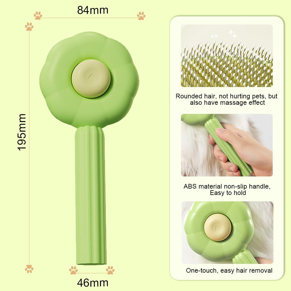 Sunflower self-cleaning smooth bristle brush dog and cat massage particle pet comb