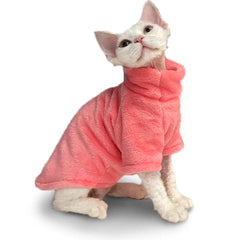 Turtleneck Cat Sweater Coat Winter Warm Hairless Cat Clothes Soft Plush Pullover