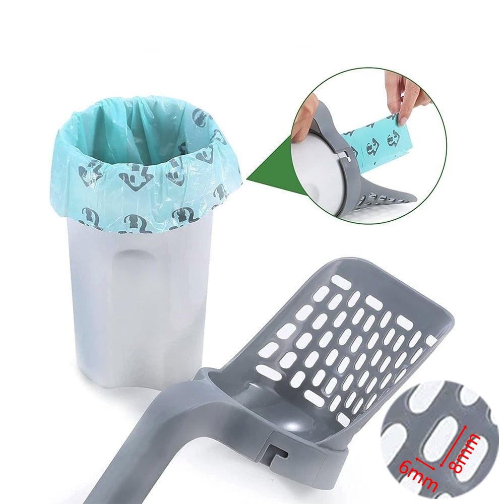 Cat Litter Shovel Scoop with Refill Bag For Pet Filter Clean Toilet Garbage Picker Cat Supplies Cat Litter Box Self Cleaning