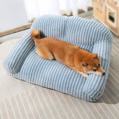 Stylish Striped Plush Removable Cat & Dog Sofa Bed