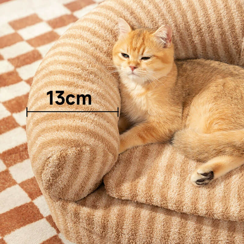 Stylish Striped Plush Removable Cat & Dog Sofa Bed