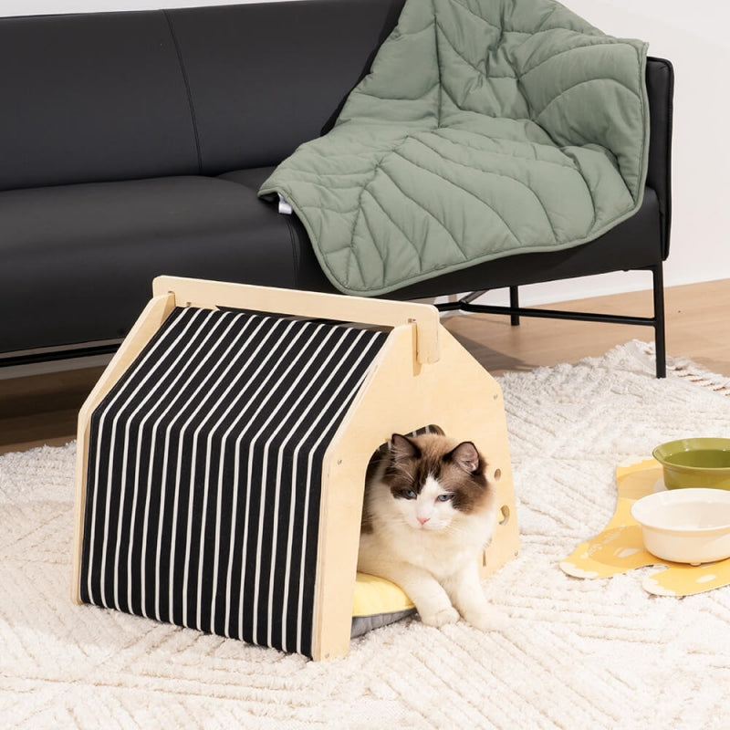 Indoor Wooden Warmth Cozy Cat House