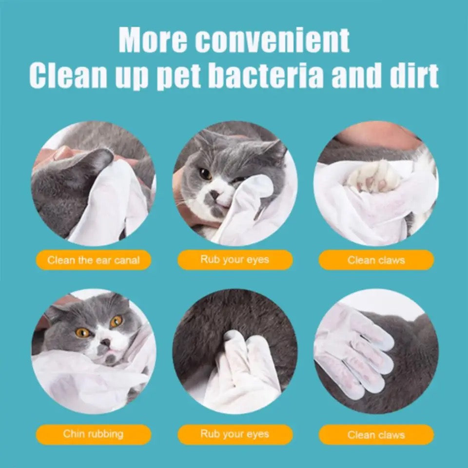 Disposable cleaning gloves for cats and dogs spa bath massage non-woven fabric no-rinse soft eye wipes